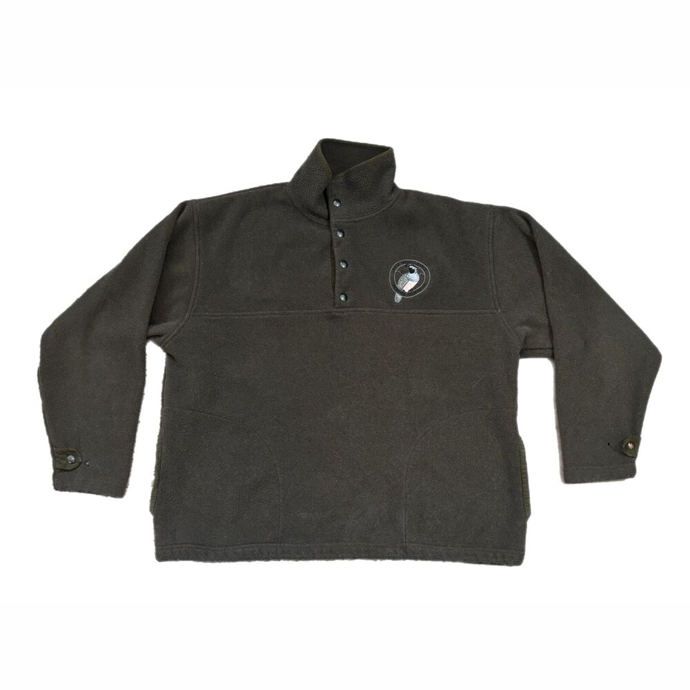 Orvis Anorak Mens Sherpa Fleece Jacket Large Quarter Snap Vintage